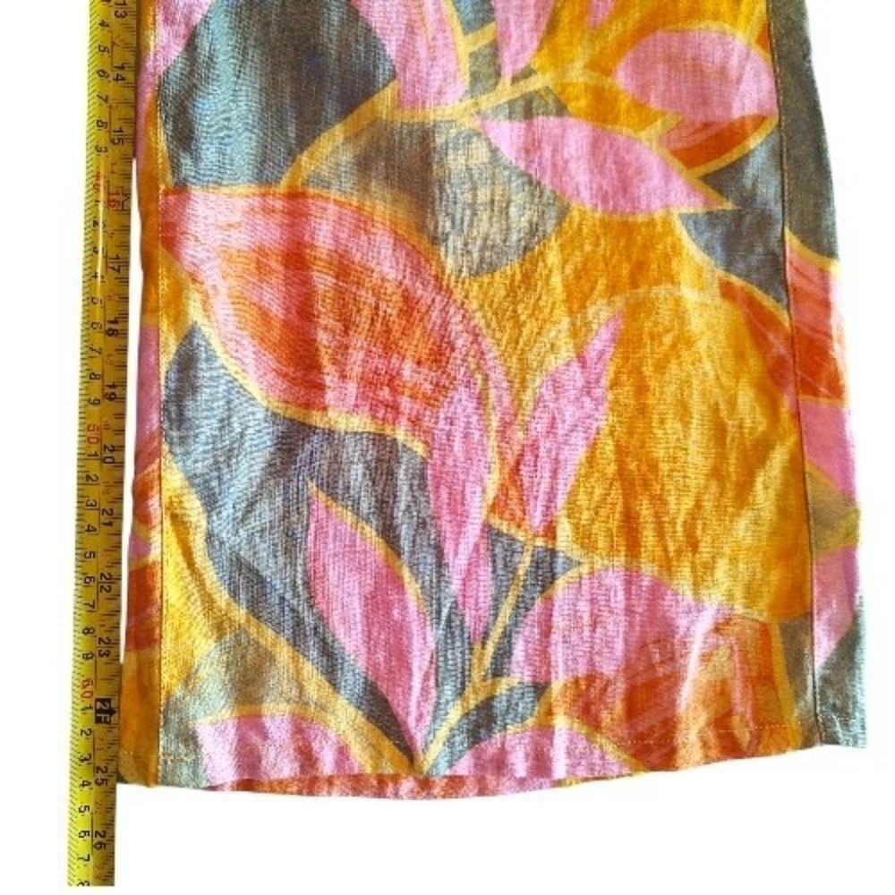 Tahari Luxe Linen Wide-Leg Cropped Floral Leaf Pants | Size Small (NWT) - Picture 8 of 10